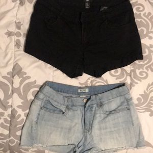 Black and denim shorts